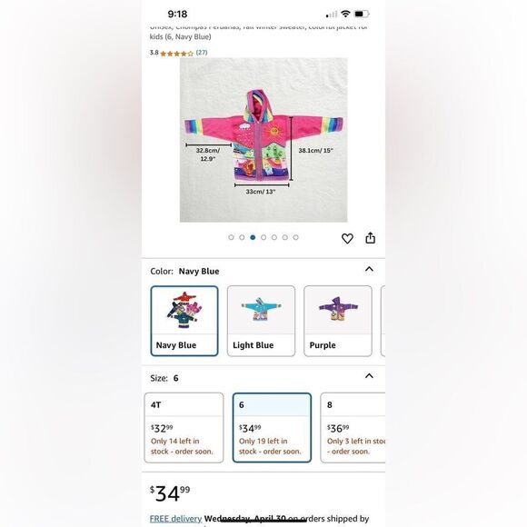 Colorful Pink Knit with embroidered details Kids Zippered Hooded Sweater - Picture 14 of 14